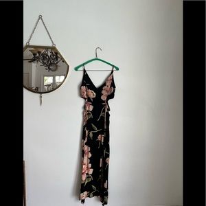 Topshop Black Floral Maxi Cut-Out Cocktail Dress